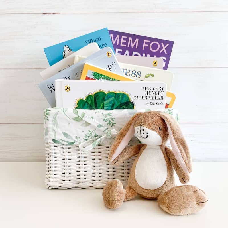 babys first library gift basket botanical, best books for babies