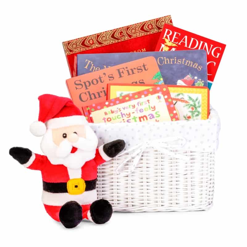 christmas gift basket, christmas books for kids