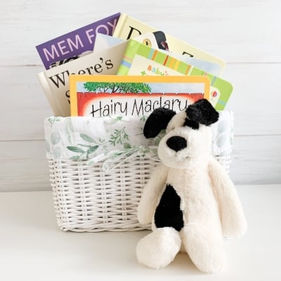 animal friends gift basket botanicals, animal books for kids